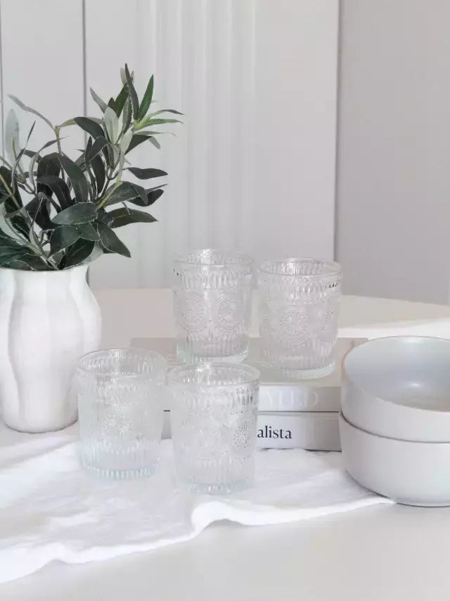 Set x6 Vasos Con Arabesco Cristal 300ml