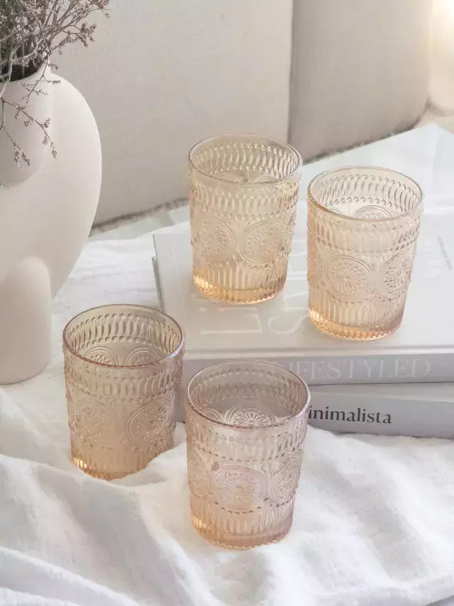 Set x6 Vasos Con Arabesco Ambar 300ml