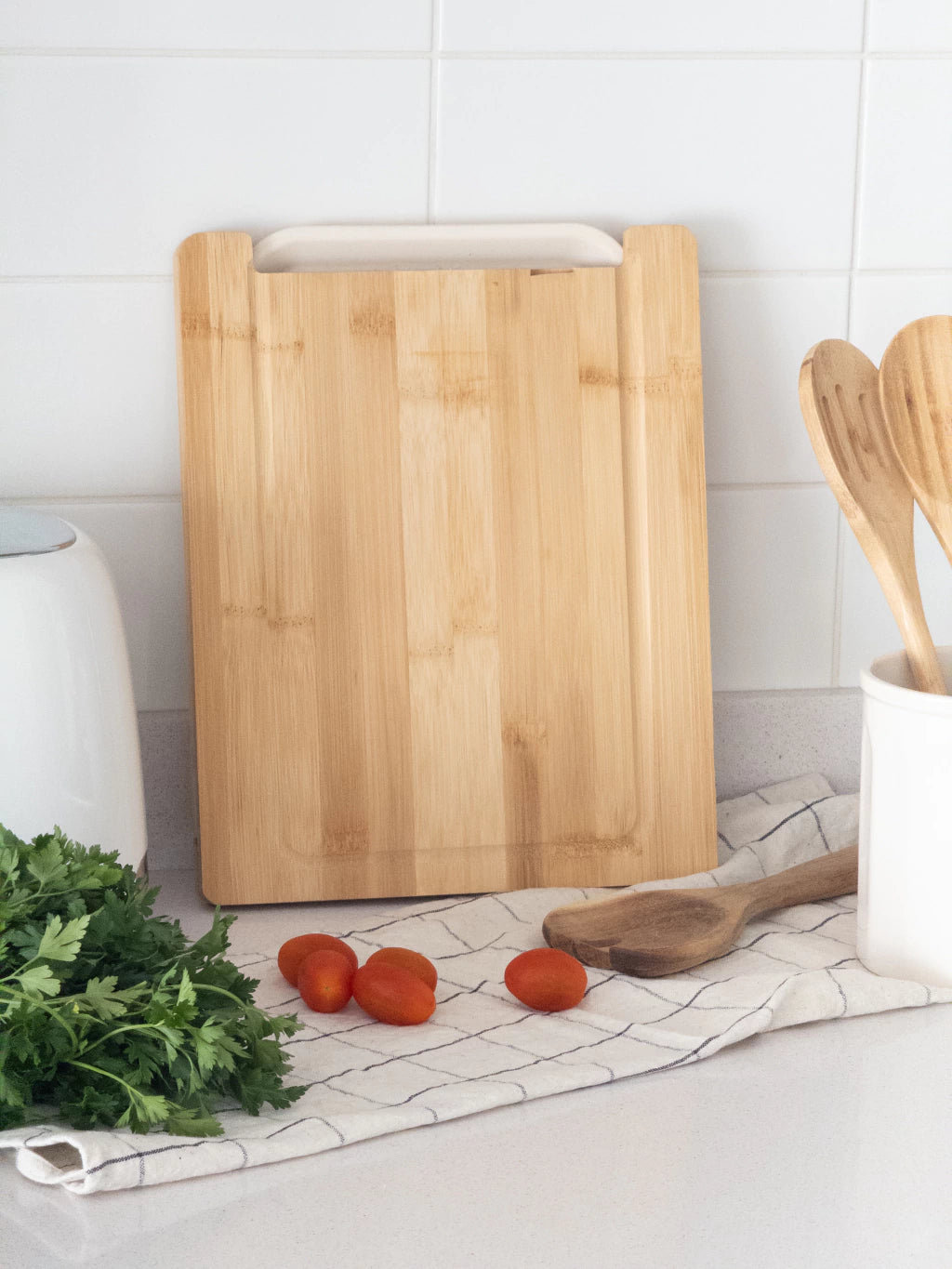 Tabla de Bambú + Bandeja Crema