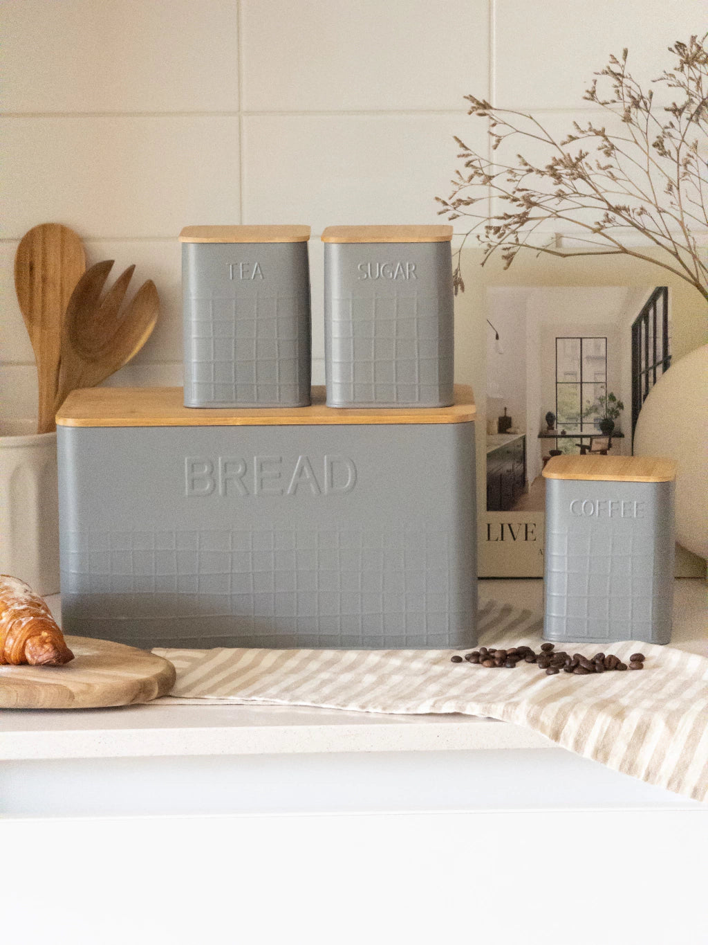 Set x4 Contenedores con relieve Gris