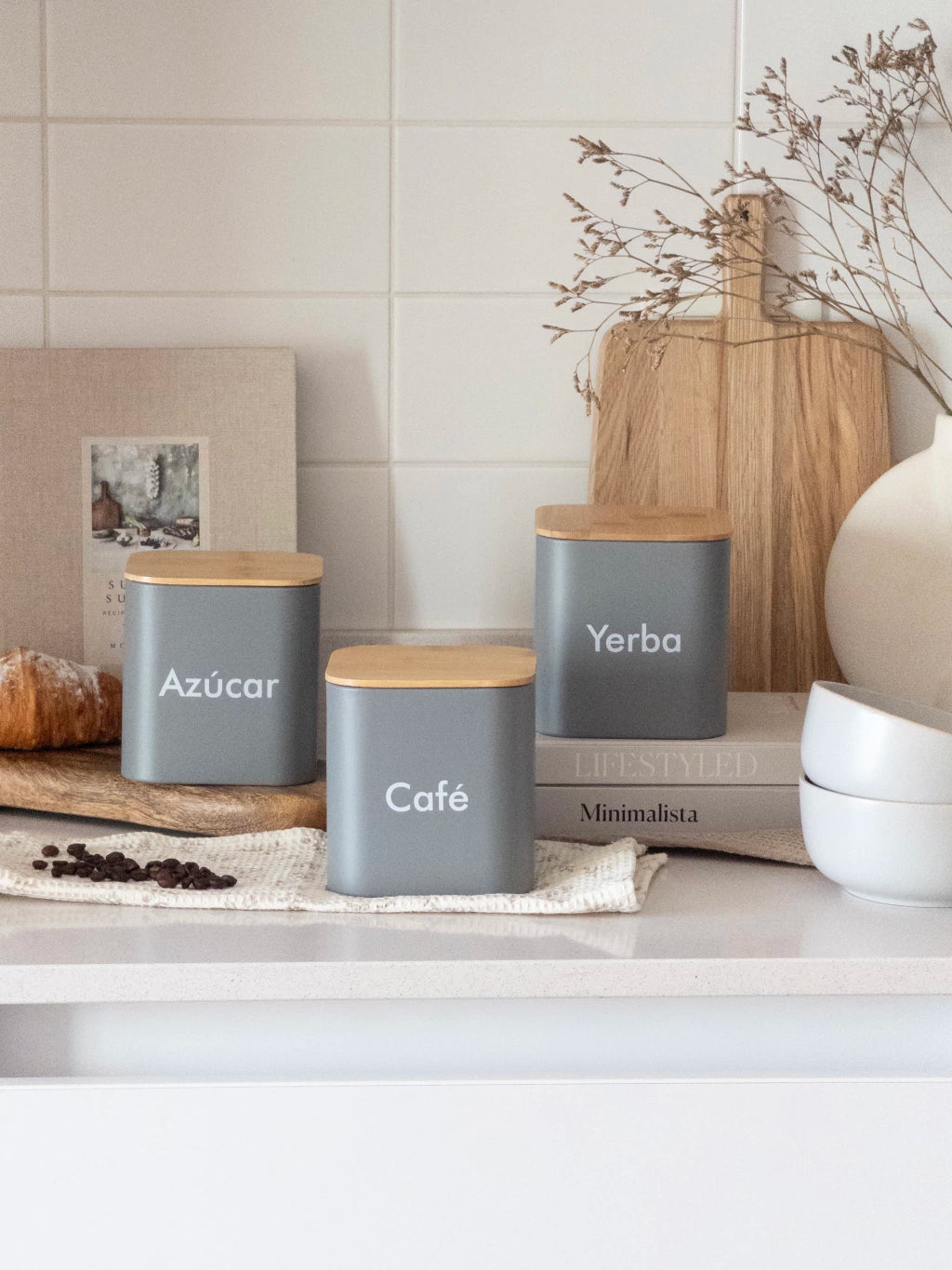 Set x3 contenedores Cuadrados Gris