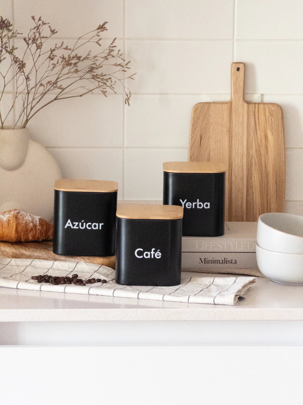 Set x3 contenedores Cuadrados Negro