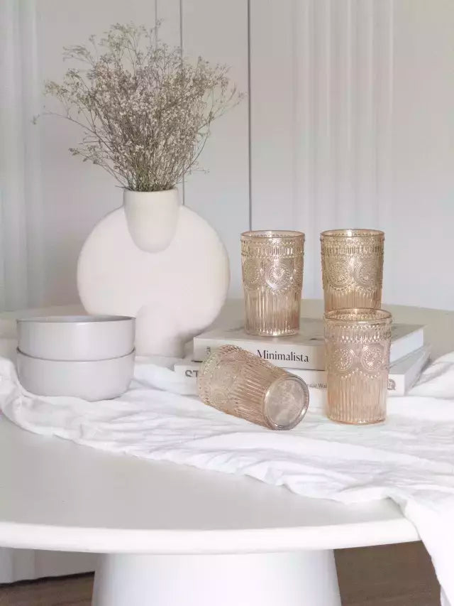 Set x6 vasos Con arabesco Ambar 380ml