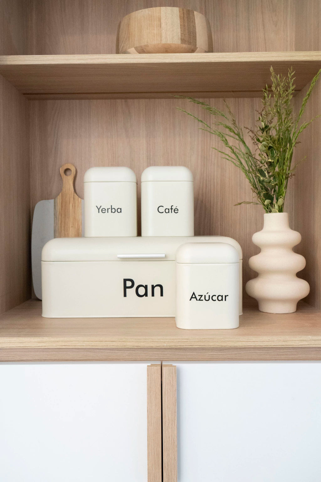 Set x4 Contenedores Metalicos Crema