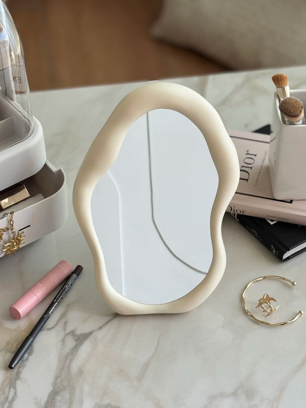 Espejo Forma Nube Crema