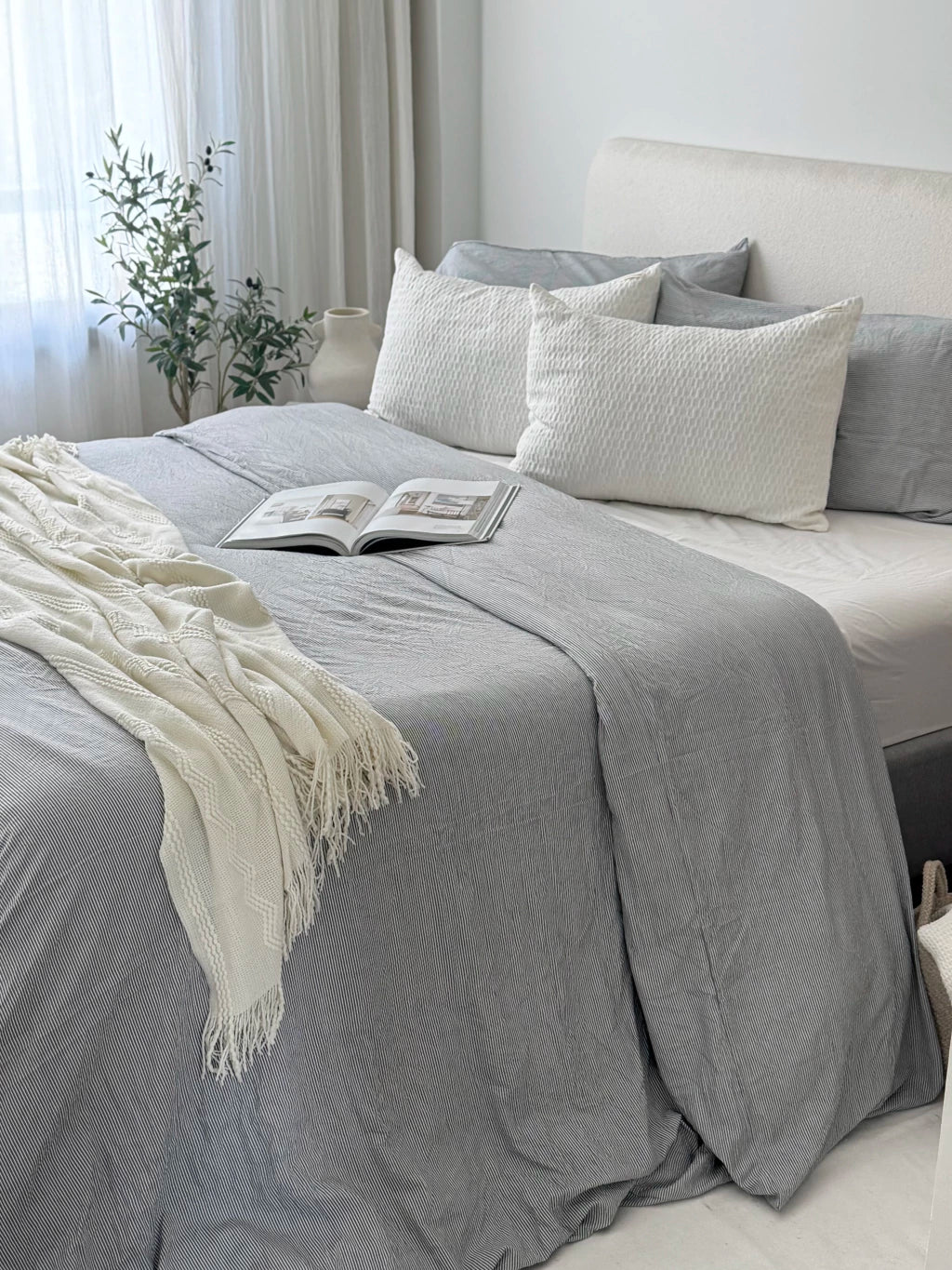 Kit Moscú Rayado Gris Twin