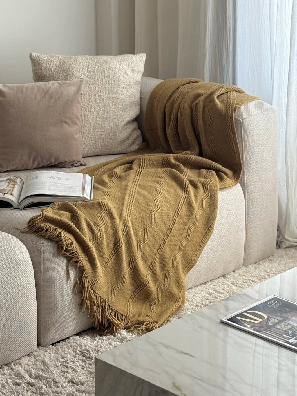 Manta Rustica Mostaza